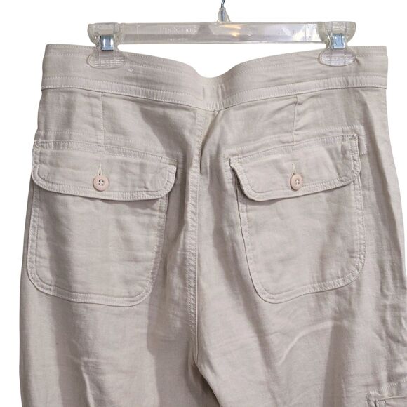 American Eagle Pants Womens Size 8 Tan Dreamy Drape Baggy Wide Leg Linen Cargo - Picture 10 of 13